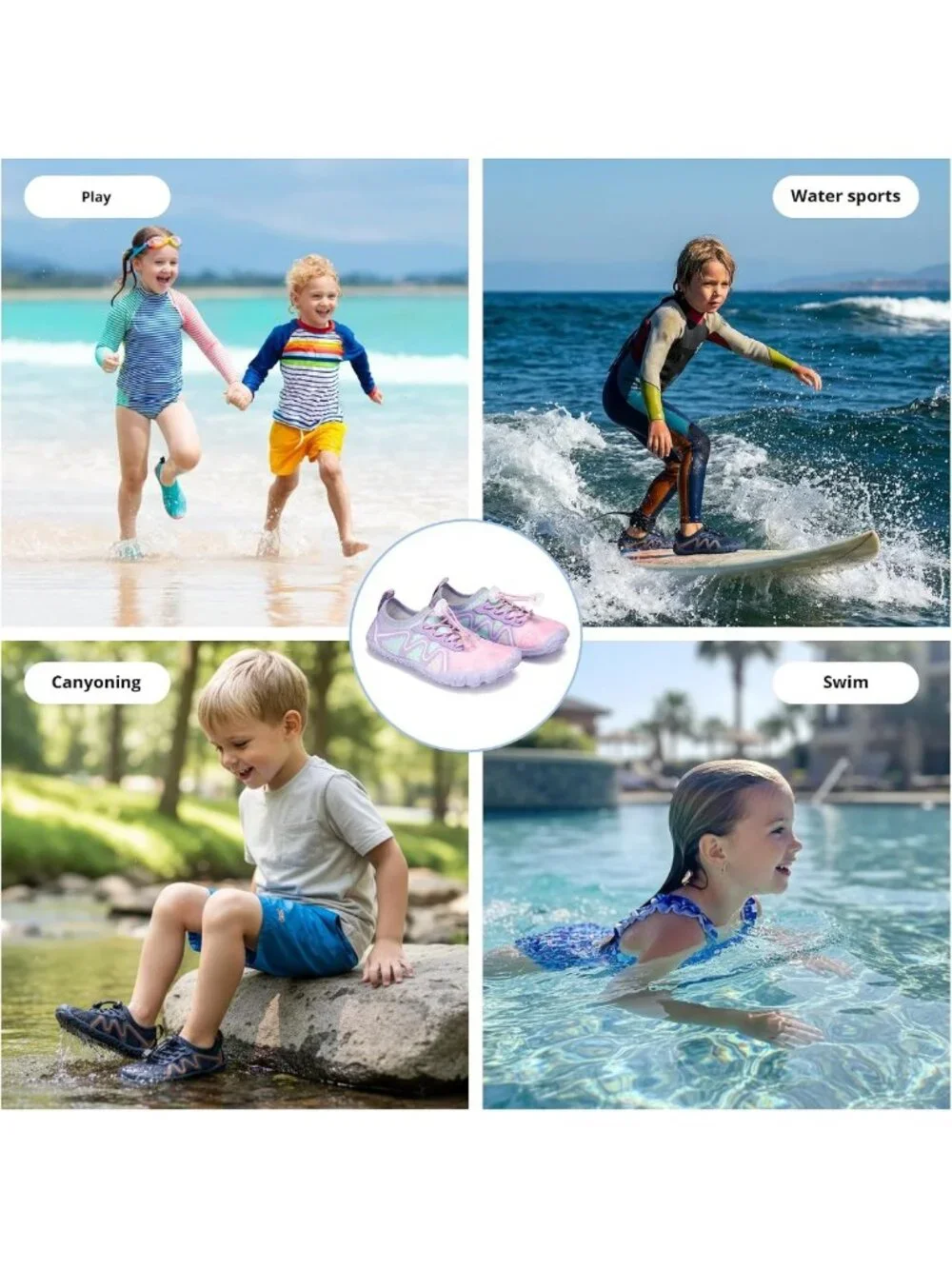 Quick-Dry Kids Water Shoes | Barefoot Design with Drawstring Closure for Active